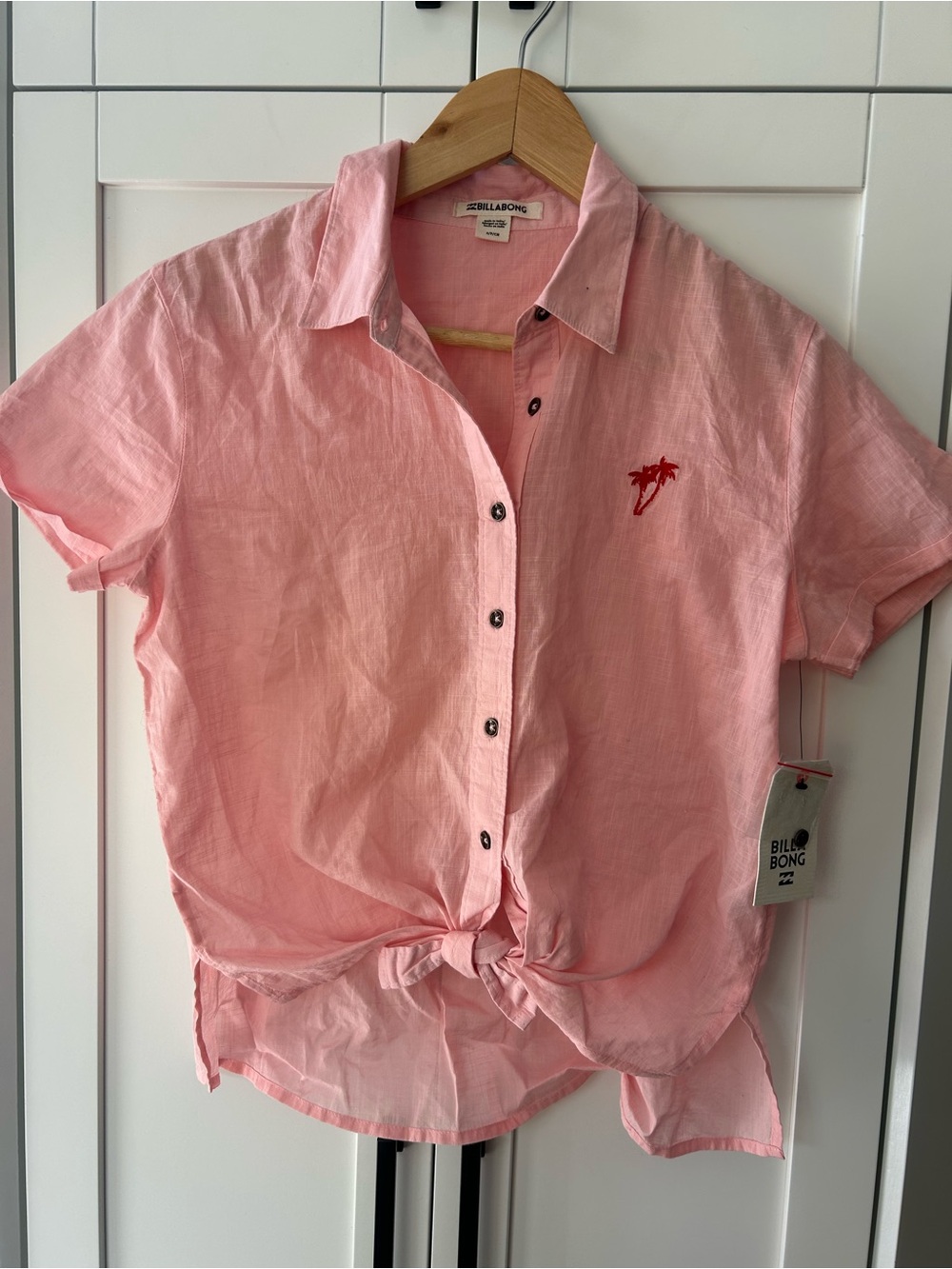 Billabong Small New Hawaiian Daze Short-Sleeve Tie-Front Button Shirt - Picture 2 of 5